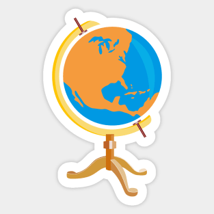 Globe of the World With America Retro Sticker